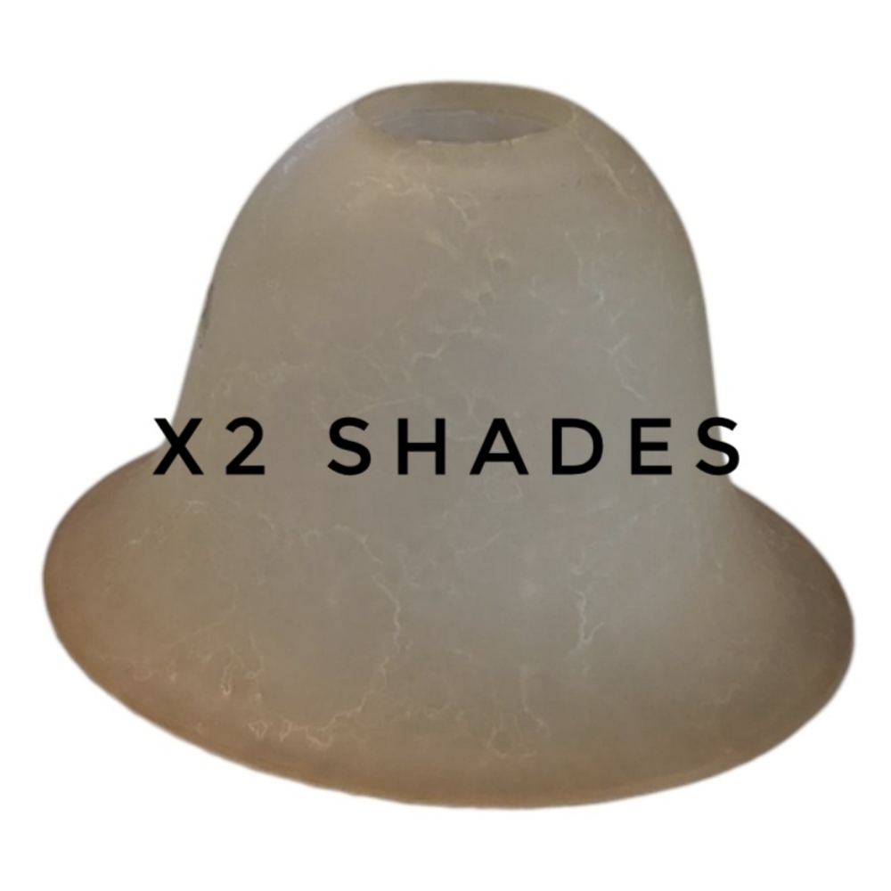 2 VTG Amber Frosted Glass Bell Shaped Shades Globes For Lighting 1.5" Fitter